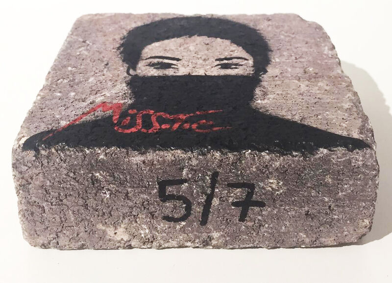 Miss Tic, ‘Assignée à Résistance’, 2020, Painting, Stencil on paving stone, Galerie Martine Ehmer