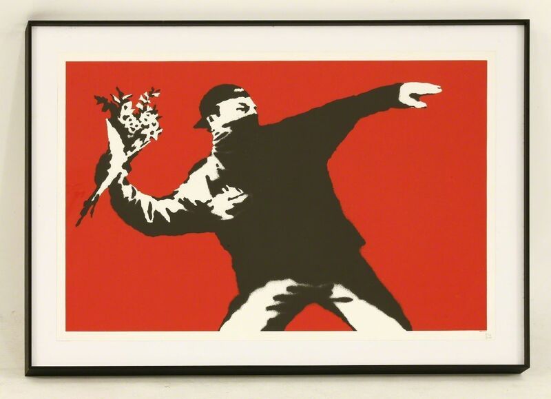 Banksy, ‘Love Is In The Air’, 2003, Print, Screenprint in colours, Sworders