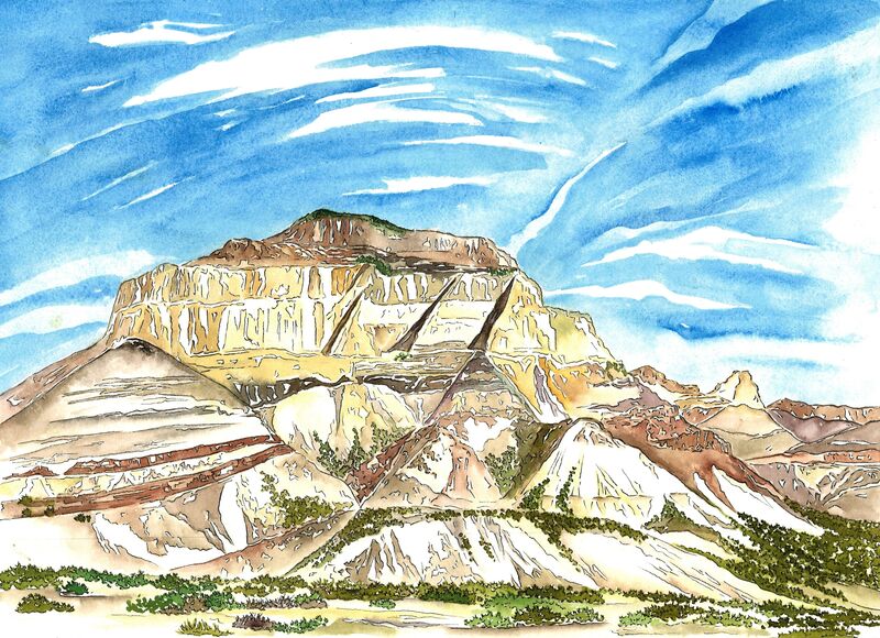 Scott Winterrowd, ‘Three Dike Hill, Big Bend Ranch State Park’, 2018, Painting, Watercolor and Ink on Paper, Ro2 Art