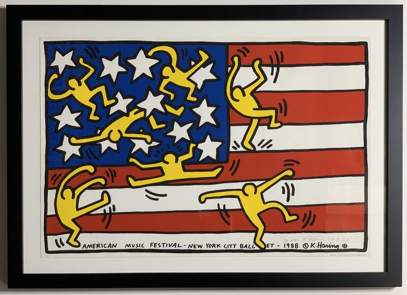 Keith Haring, ‘American Music Festival (New York City Ballet)’, 1988, Print, Silkscreen, paper, original pencil drawing, Artificial Gallery
