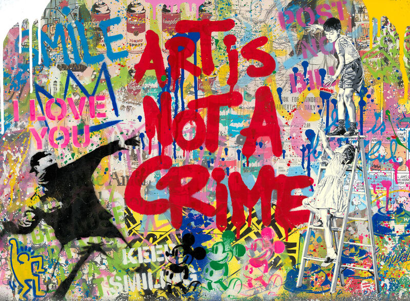 Mr. Brainwash, ‘Helping Hand’, 2020, Drawing, Collage or other Work on Paper, Silkscreen and Mixed Media on Paper, Proyecto H / Galería Hispánica