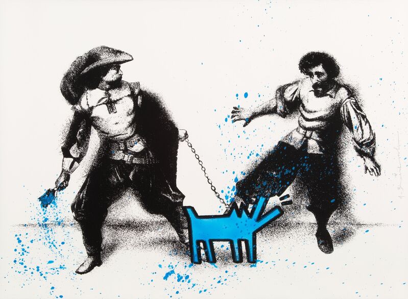Mr. Brainwash, ‘Watch Out! (Blue)’, 2019, Print, Screenprint with hand finished spray paint and stencil in colors on wove paper, Heritage Auctions