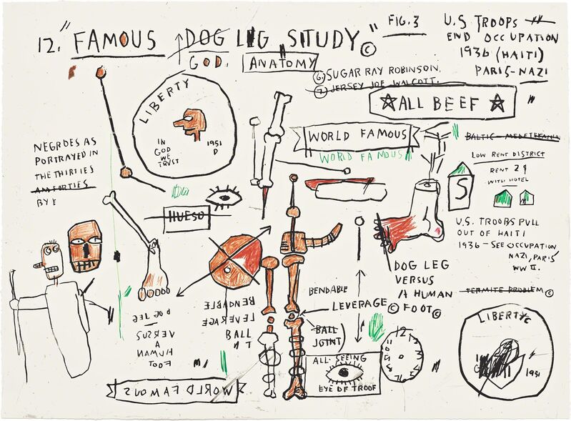 Jean-Michel Basquiat, ‘Wolf Sausage, King Brand, Dog Leg Study and Undiscovered Genius’, 1982-83/2019, Print, Portfolio of four hand-pulled limited edition screenprints, Corridor Contemporary