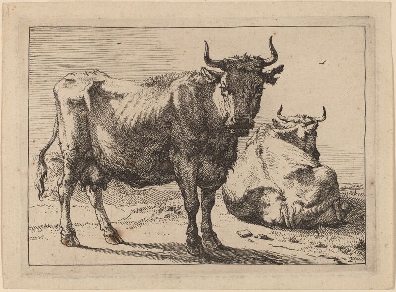 Paulus Potter, ‘A Cow Standing and Another Lying Down’, 1650, Print, Etching, National Gallery of Art, Washington, D.C.