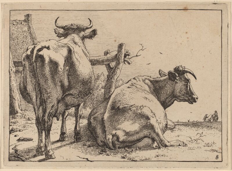 Paulus Potter, ‘Two Cows Seen from Behind’, 1650, Print, Etching, National Gallery of Art, Washington, D.C.
