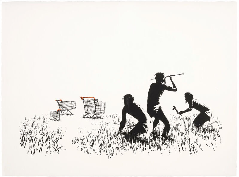 Banksy, ‘Trolleys (Black and White) - Unsigned’, 2007, Print, Screen print on paper, Hang-Up Gallery