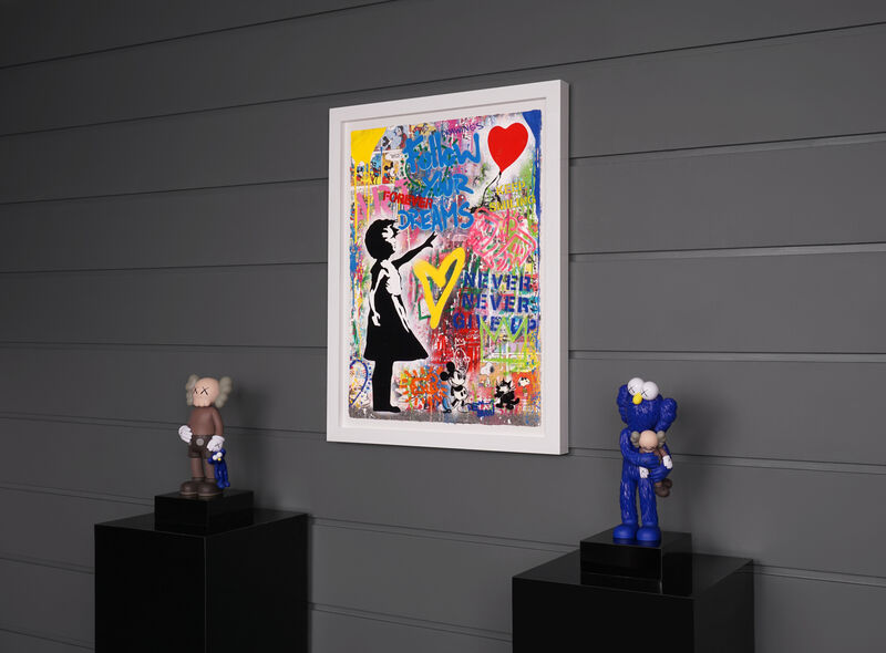 Mr. Brainwash, ‘'Balloon Girl, Follow Your Dreams' (Unique)’, 2021, Painting, Acrylic, Stencil, Mixed Media Painting on Paper, Arton Contemporary