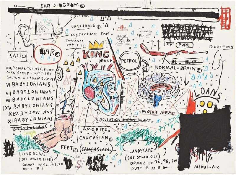 Jean-Michel Basquiat, ‘Wolf Sausage, King Brand, Dog Leg Study and Undiscovered Genius’, 1982-83/2019, Print, Portfolio of four hand-pulled limited edition screenprints, Corridor Contemporary