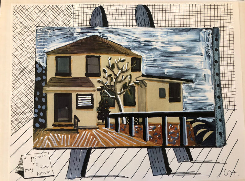 David Hockney, ‘Malibu House ’, 1989, Print, Faxed color drawing., Asher Grey Gallery