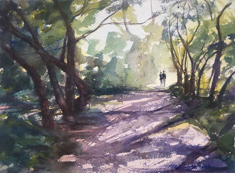 Anne Wert, ‘A Walk in the Woods’, 2018, Painting, Watercolor on paper, Art League RI