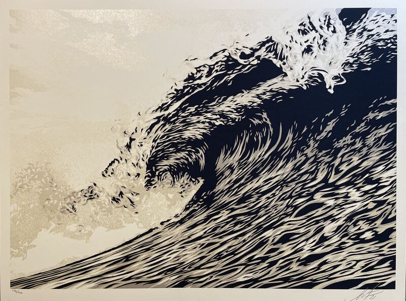 Shepard Fairey, ‘Wave Of Distress Shepard Fairey Print Obey Giant "World Water Day" Sephia "Gold" Edition’, 2021, Print, Silkscreen On Creme Fine Art Speckletone Paper, New Union Gallery