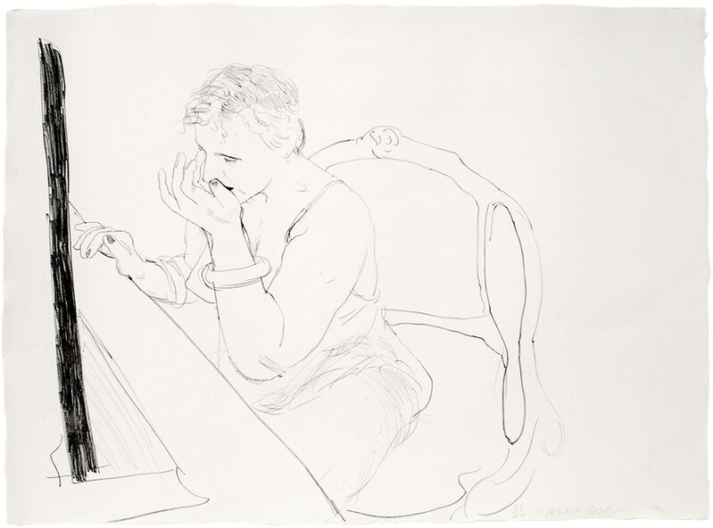 David Hockney, ‘Celia Adjusting her Eyelash’, 1979, Print, Lithograph, Mary Ryan Gallery, Inc