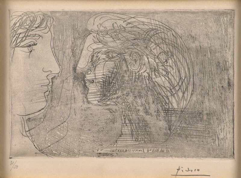 Pablo Picasso, ‘Deux profils face à face’, 1934, Print, Etching and engraving (framed), Rago/Wright/LAMA