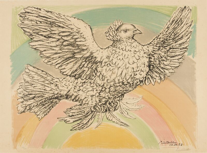 Pablo Picasso, ‘Colombe Volant (à l'arc-en-ciel) (Bloch 712; Mourlot 214)’, 1952, Print, Lithograph printed in colours, Forum Auctions