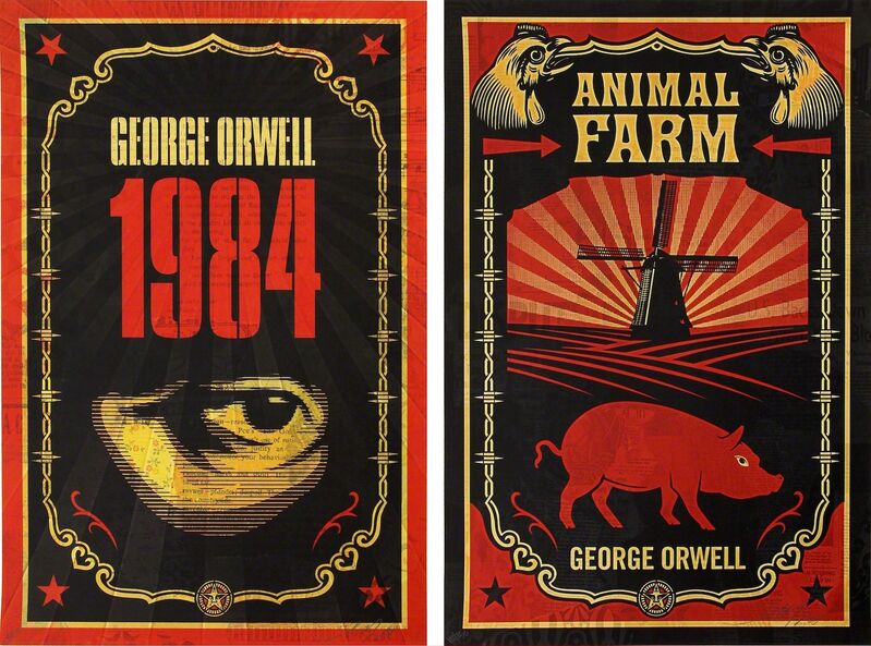 Shepard Fairey, ‘George Orwell (Matching Print Set with Books)’, 2008, Print, Limited edition serigraph on paper, Addicted Art Gallery