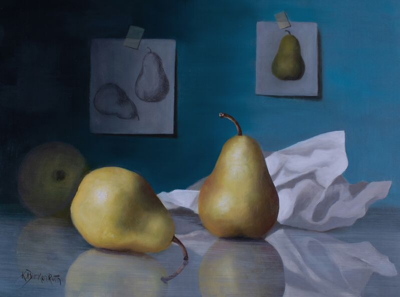 Kelly Birkenruth, ‘Posing Pears’, 2020, Painting, Oil on panel, Abend Gallery
