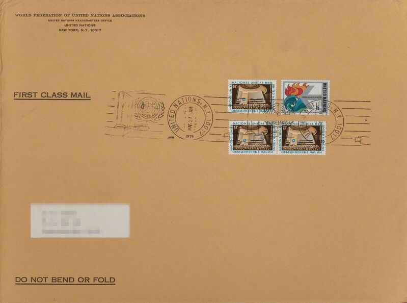 Andy Warhol, ‘U.N. Stamp’, 1979, Print, Offset lithograph in colors on Rives paper, and stamp with a first-day cover cancellation done to accompany a new issues of United Nations stamps, Heritage Auctions
