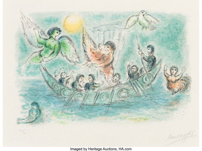 Marc Chagall, ‘Les sirènes, from L'Odyssée I’, 1975, Print, Lithograph in colors on Japon nacre, Heritage Auctions