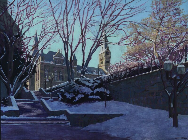 John Morrell, ‘Lauinger Stairway, Georgetown University’, 2017, Painting, Oil on canvas, Addison/Ripley Fine Art