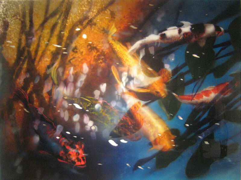 David T. Kessler, ‘Reflection Over Koi’, Painting, Acrylic and resin on abraded aluminium, Plus One Gallery