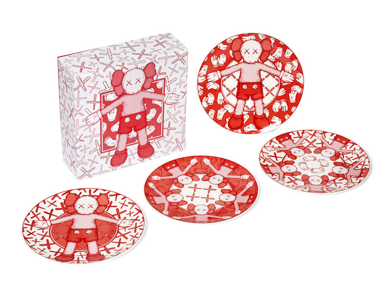 KAWS, ‘Plate Set’, 2019, Design/Decorative Art, Set of four ceramic plates in red, Roseberys