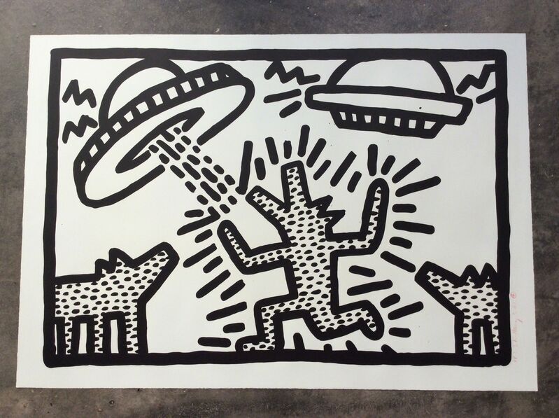 Keith Haring, ‘Untitled (Flying Saucers and Dogs)’, 1982, Print, Silk screen print on paper, Joseph Fine Art LONDON