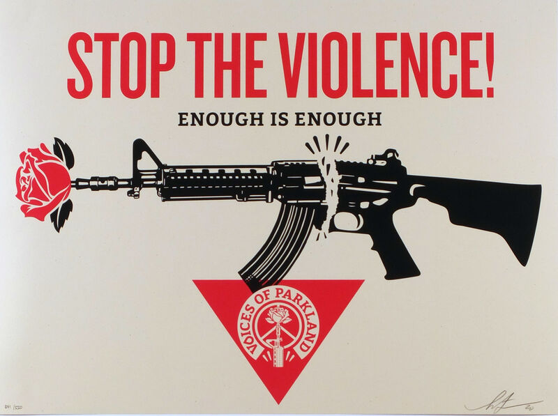 Shepard Fairey, ‘Stop the Violence’, 2020, Print, Screen print on cream speckle tone paper, 2B Art Gallery