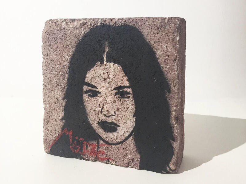Miss Tic, ‘Apache de coeur’, 2020, Painting, Spraypaint on pavement stone, Galerie Martine Ehmer