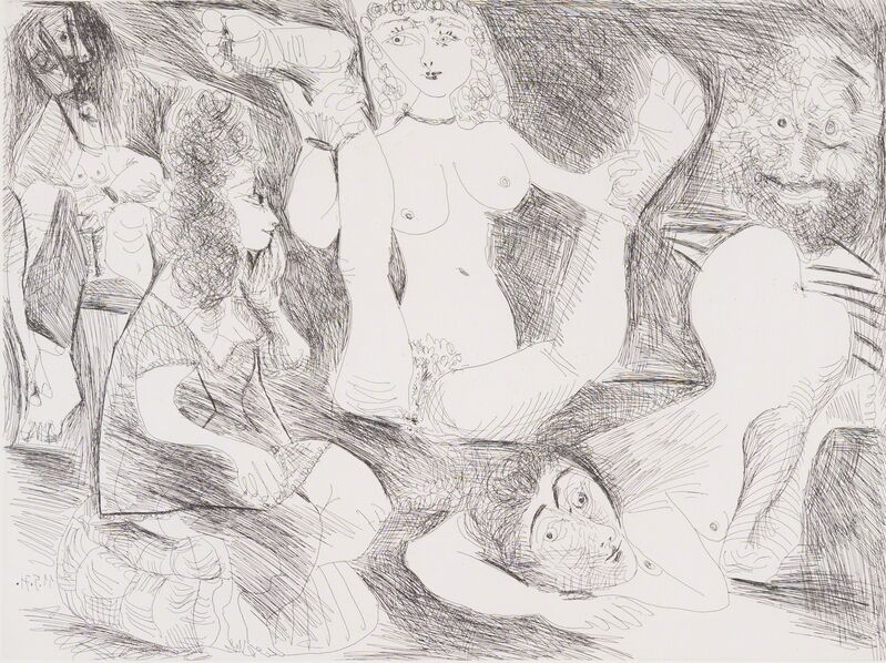 Pablo Picasso, ‘Bain de Minuit, femmes surprises par un marin hilare’, 1971, Print, Etching on Rives BFK, Capsule Gallery Auction