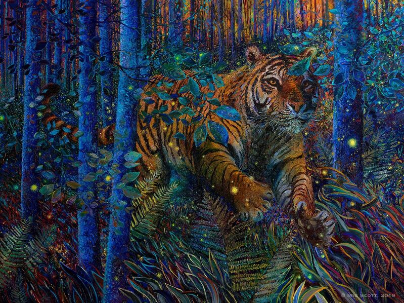 Iris Scott, ‘Tiger Fire’, 2019, Painting, Finger painted oil on canvas, Filo Sofi Arts