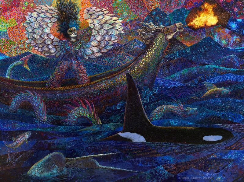Iris Scott, ‘Exodus of Pisces’, 2019, Painting, Finger painted oil on canvas, Filo Sofi Arts