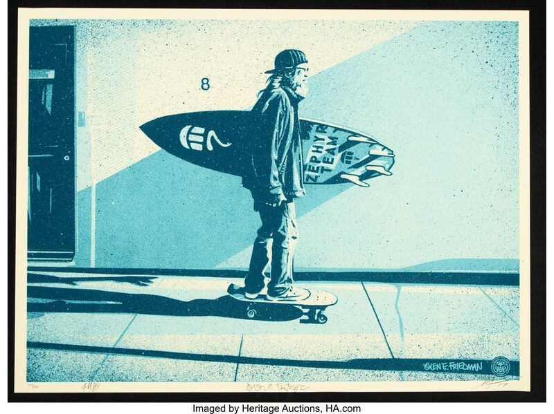 Shepard Fairey, ‘Jeff Ho Zephyr (Blue)’, 2017, Print, Screenprint in colors on cream speckled paper, Heritage Auctions