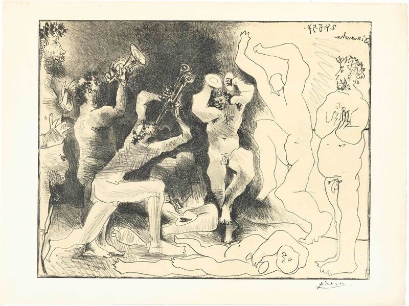 Pablo Picasso, ‘LA DANSE DES FAUNES (B. 830)’, 1957, Print, Lithograph printed in black and cream, Doyle