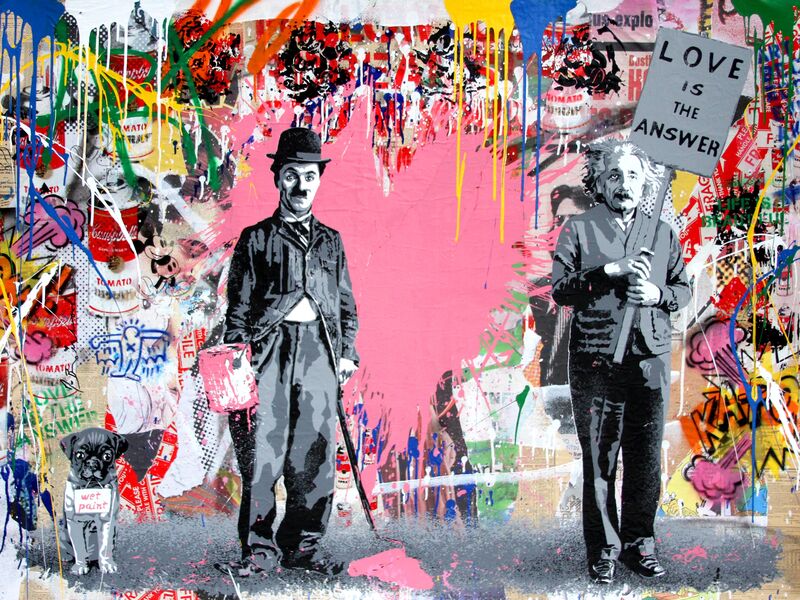 Mr. Brainwash, ‘Juxtapose’, 2018, Drawing, Collage or other Work on Paper, Silkscreen and Mixed Media on Paper, Maddox Gallery