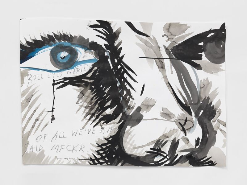 Raymond Pettibon, ‘No Title (Roll eyes warily...)’, 2019, Drawing, Collage or other Work on Paper, Ink, colored pencil, and graphite on paper, David Zwirner