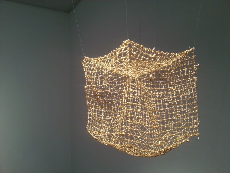 Ham Youn-Joo, ‘Cube’, 2013, Sculpture, Hair, Resin & Gold Leaf on Frame, Gallery Ihn