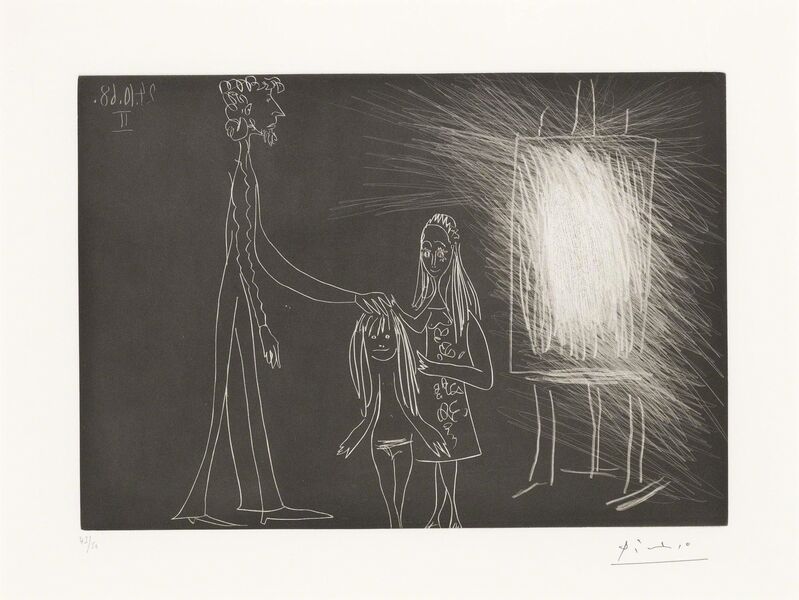 Pablo Picasso, ‘PIERO CROMMELYNCK AVEC SA FEMME ET SA FILLE DANS L'ATELIER II (B. 1856)’, 1968, Print, Etching and aquatint on Rives paper, Doyle