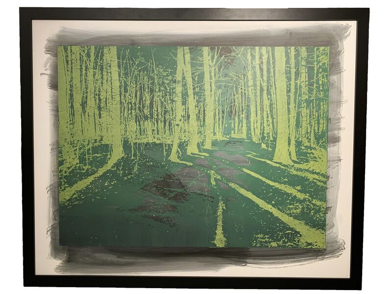 Natanel Gluska, ‘Forest in Green’, 2016, Drawing, Collage or other Work on Paper, Wooden engraved panel - Etched and hand printed - Framed, Ronen Art Gallery