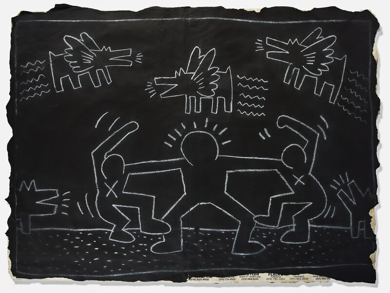 Keith Haring, ‘Untitled (Subway Drawing)’, Drawing, Collage or other Work on Paper, White chalk on black paper, Tate Ward Auctions
