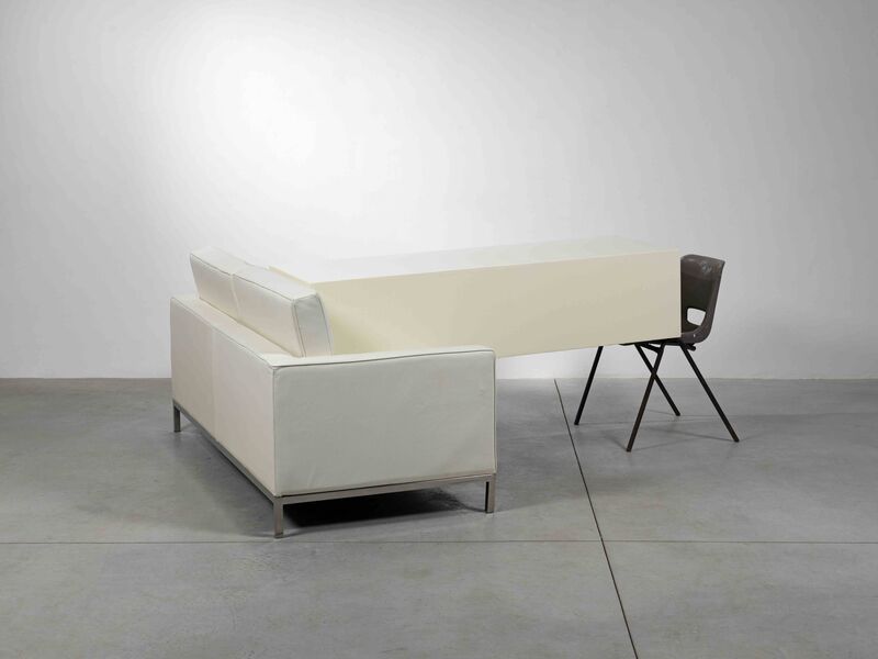 Angela de la Cruz, ‘Transfer (Ivory)’, 2011, Installation, Sofa, wooden box and chair, Galerie Thomas Schulte