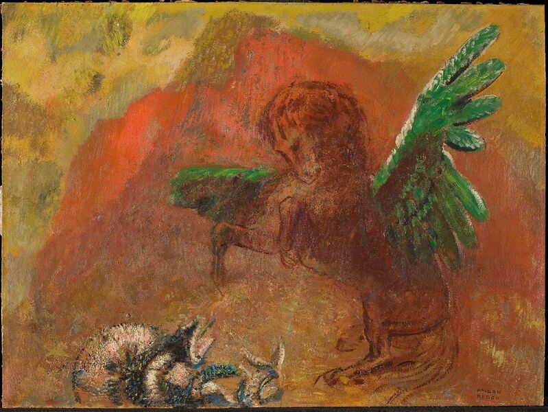 Odilon Redon, ‘Pegasus and the hydra’, After 1900, Painting, Oil on cardboard, The National Gallery, London