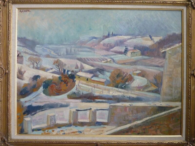 André Lhote, ‘Miramande Sous La Neige/ Miramande under Snow’, ca. 1933, Painting, Original Signed Oil Painting on canvas, Gilden's Art Gallery