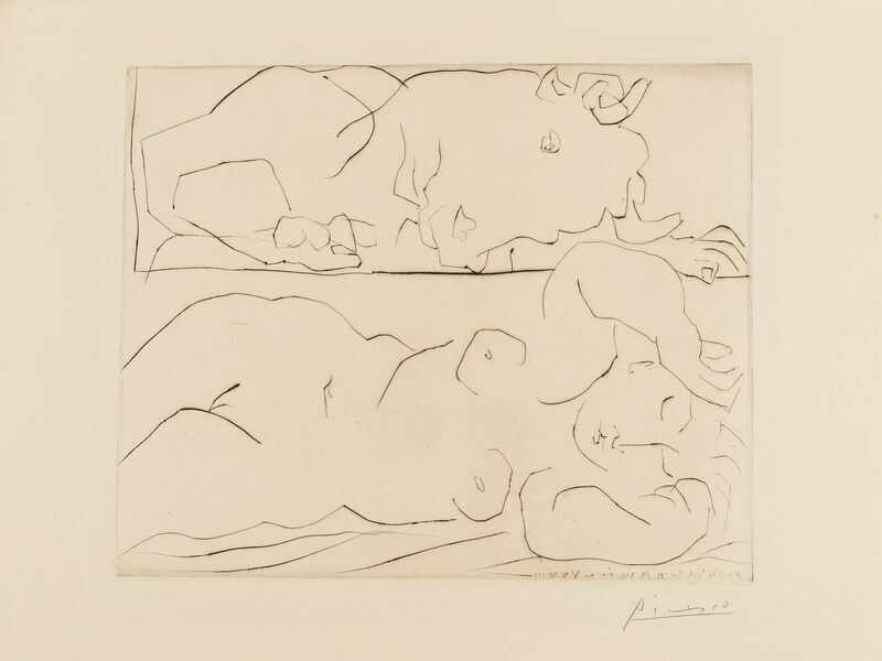 Pablo Picasso, ‘Minotaure Contemplant Amoureusement Une Dormeuse (Bloch 261)’, 1933, Print, Drypoint, Forum Auctions