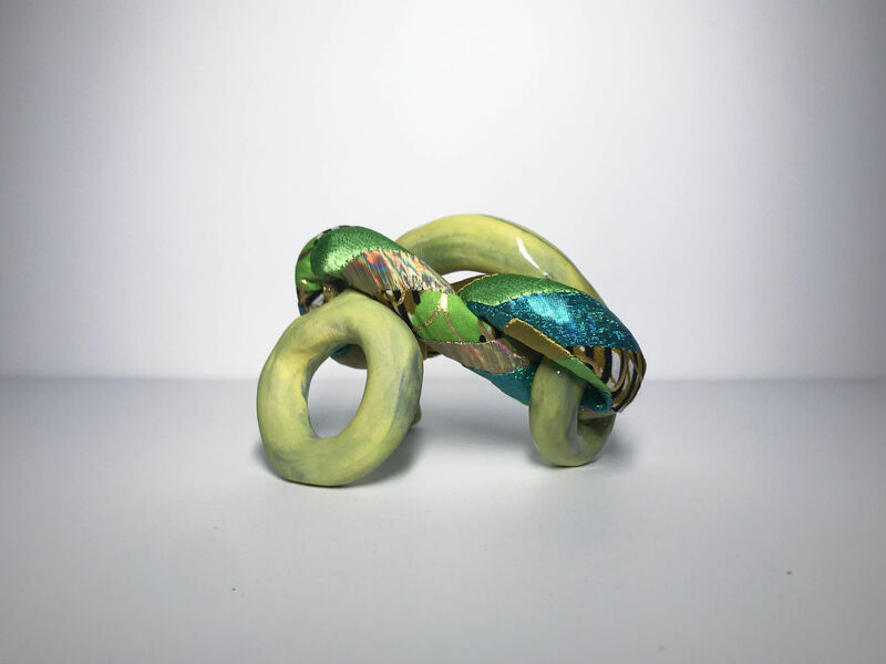Ak Jansen, ‘ Small Ceramic & Fiber Sculpture: 'David'’, 2020, Sculpture, Clay, Glaze, Underglaze, Fiber, Ivy Brown Gallery