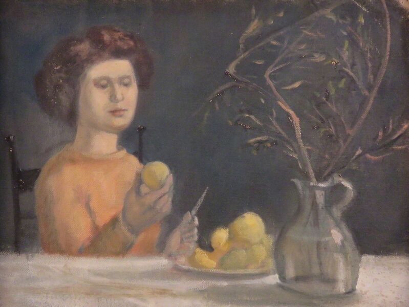 Alvin Ross, ‘Girl Holding Pear’, 1955, Painting, Oil, Bakker Gallery