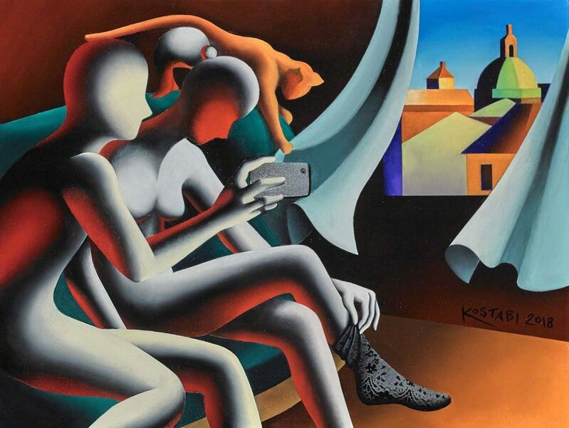 Mark Kostabi, ‘The Fabric of Vanity’, 2018, Painting, Oil on canvas, Martin Lawrence Galleries