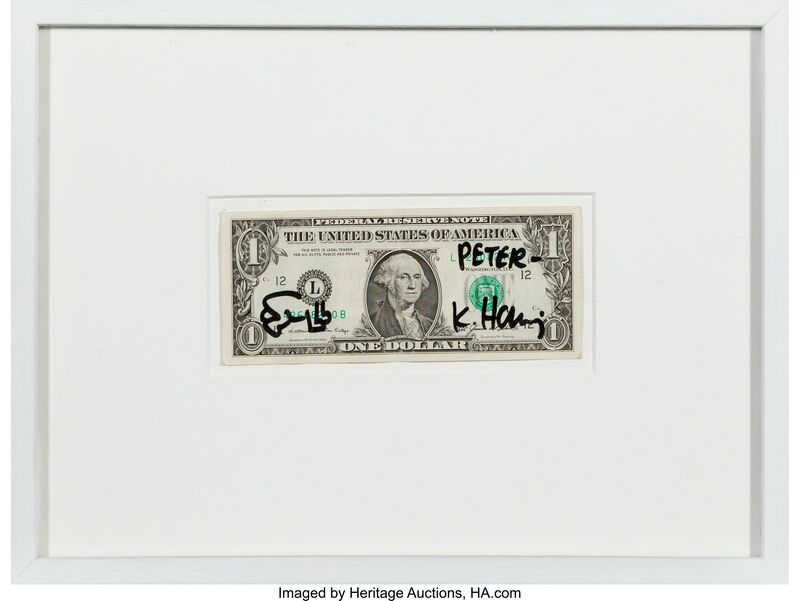 Keith Haring, ‘One dollar’, c. 1985, Other, Ink on dollar bill, Heritage Auctions
