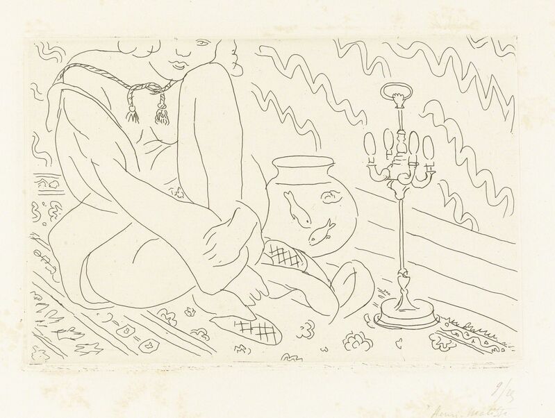Henri Matisse, ‘Figure au visage coupé assise dans un intérieur’, 1929, Print, Etching on Chine appliqué on Arches wove paper, Bernard Jacobson Gallery