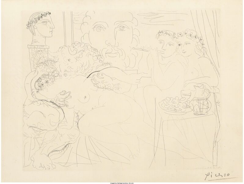 Pablo Picasso, ‘Minotaure caressant une femme, pl. 84, from La Suite Vollard’, 1933, Print, Etching on Montval laid paper, Heritage Auctions