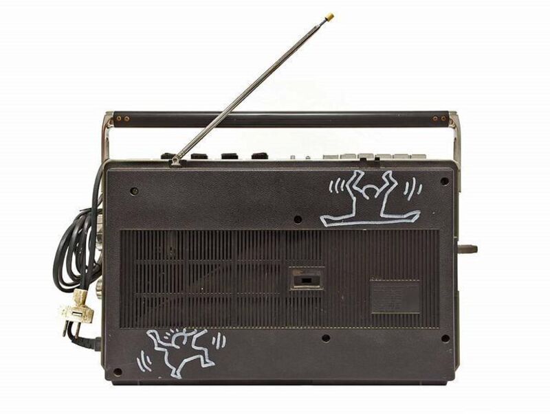 Keith Haring, ‘Dancing Figures, SONY CASSETTE-CORDER Original Drawing’, Late 20th Century, Sculpture, Permanent Marker, Plastic, Lions Gallery